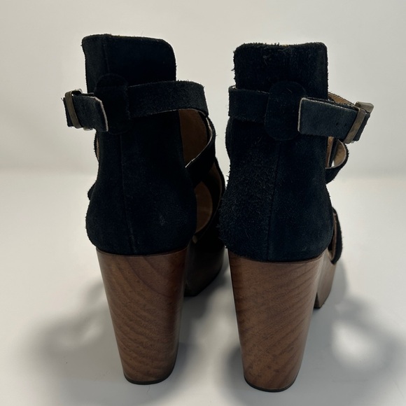 EUC Free People Cedar Clog Black Suede Platform Ankle Strap Bootie Sandal - Picture 6 of 9